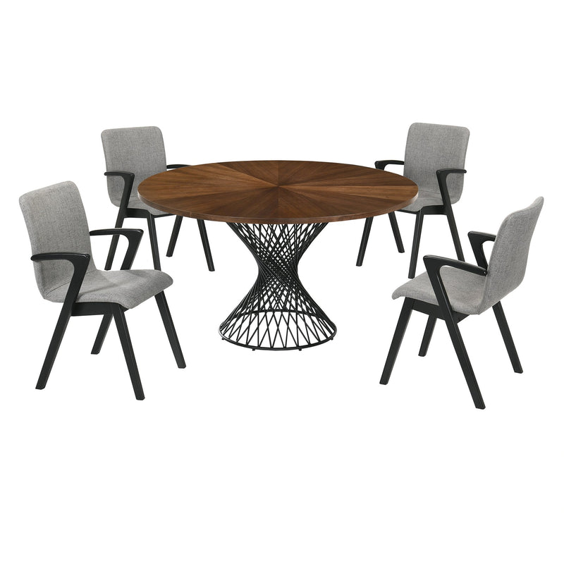 Cirque and Varde 5 Piece Walnut Round Dining Set - Furniture City (CA)l