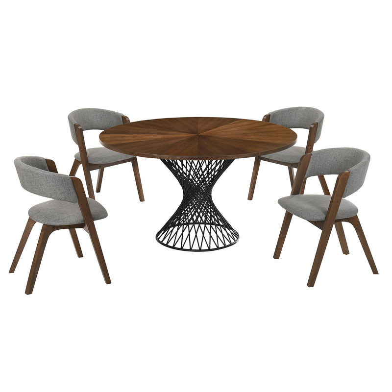 Cirque and Rowan 5 Piece Walnut Round Dining Set - Furniture City (CA)l