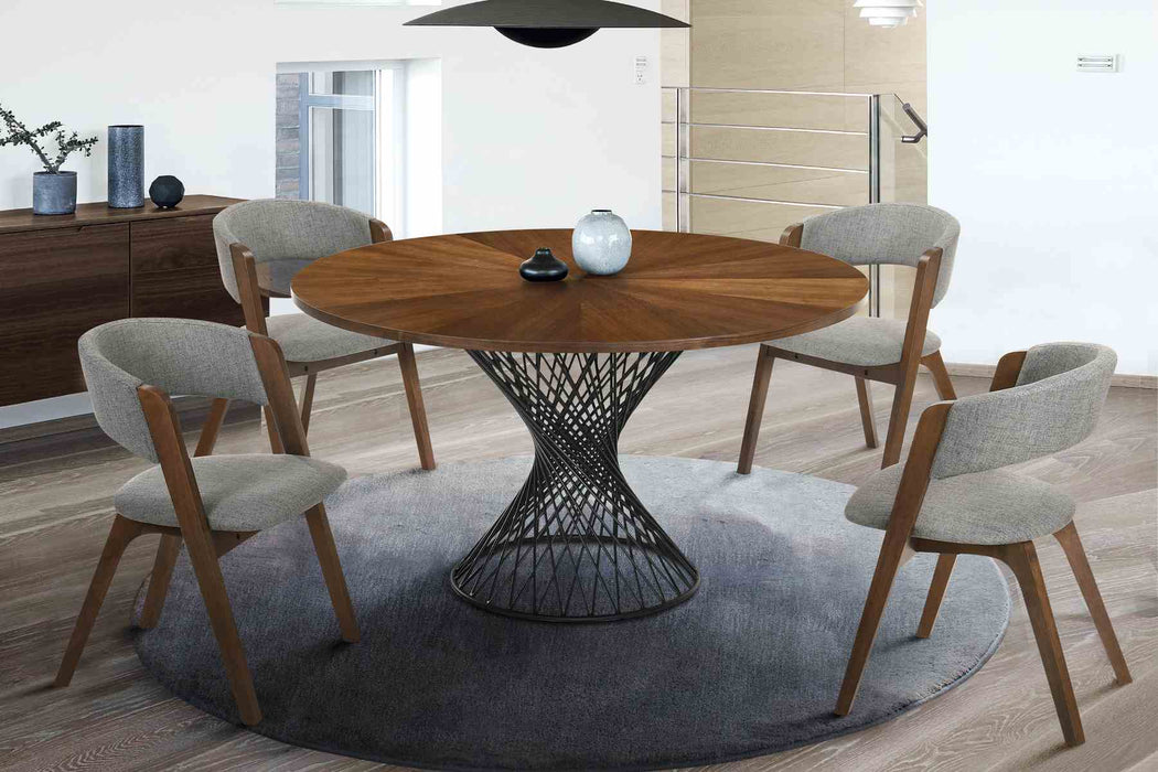 Cirque and Rowan 5 Piece Walnut Round Dining Set