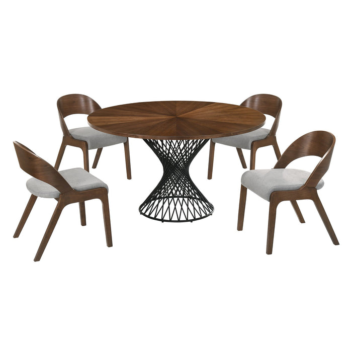 Cirque and Polly 5 Piece Walnut Round Dining Set