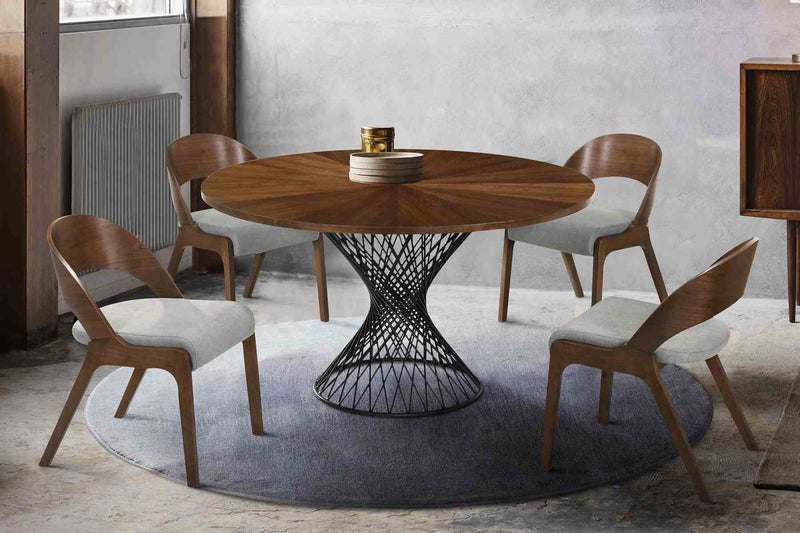 Cirque and Polly 5 Piece Walnut Round Dining Set - Furniture City (CA)l