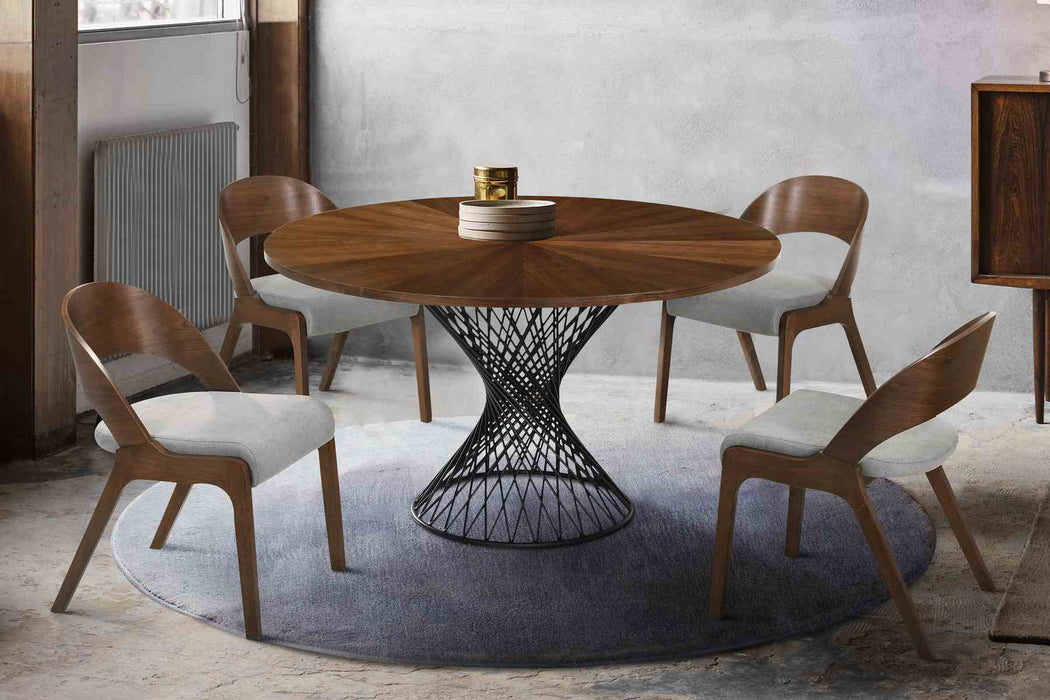 Cirque and Polly 5 Piece Walnut Round Dining Set