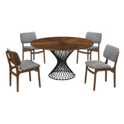 Cirque and Lima 5 Piece Walnut Round Dining Set - Furniture City (CA)l