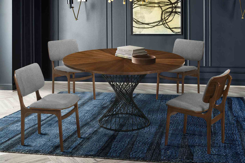 Cirque and Lima 5 Piece Walnut Round Dining Set - Furniture City (CA)l