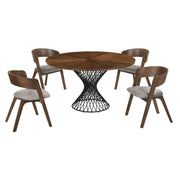 Cirque and Jackie 5 Piece Walnut Round Dining Set - Furniture City (CA)l