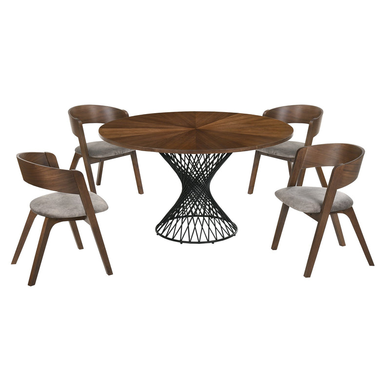Cirque and Jackie 5 Piece Walnut Round Dining Set - Furniture City (CA)l