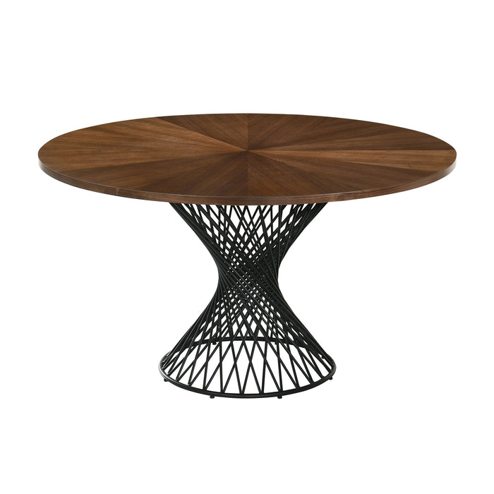 Cirque and Jackie 5 Piece Walnut Round Dining Set