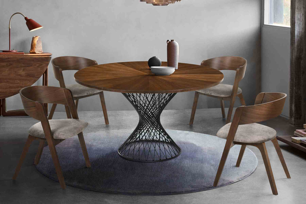 Cirque and Jackie 5 Piece Walnut Round Dining Set