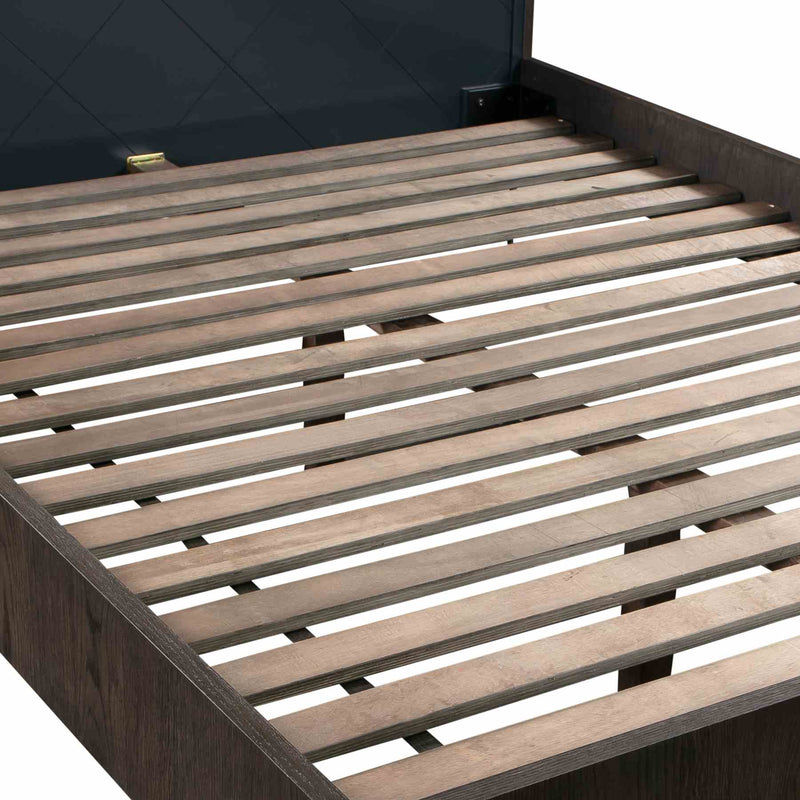 Cross Dark Gray Solid Oak King 4pc Bedroom Set - Furniture City (CA)l