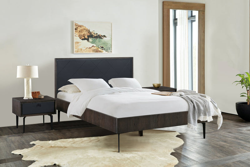 Cross Dark Gray Solid Oak Queen 3pc Bedroom Set - Furniture City (CA)l