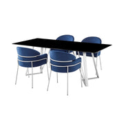Cressida and Portia Blue Fabric 5 Piece Rectangular Dining Set - Furniture City (CA)l