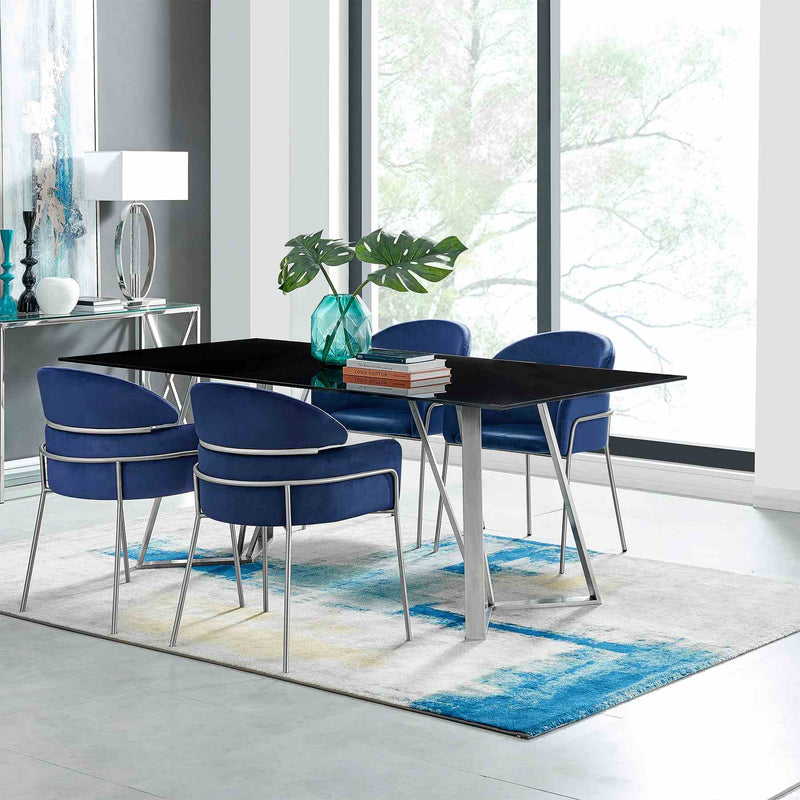 Cressida and Portia Blue Fabric 5 Piece Rectangular Dining Set - Furniture City (CA)l