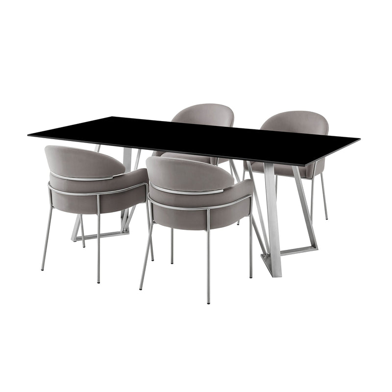 Cressida and Portia Gray Fabric 5 Piece Rectangular Dining Set - Furniture City (CA)l