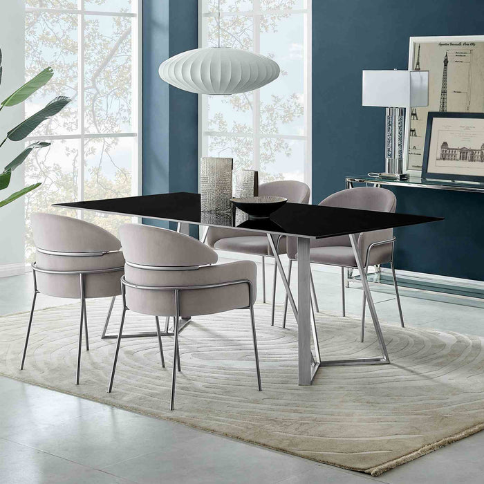 Cressida and Portia Gray Fabric 5 Piece Rectangular Dining Set