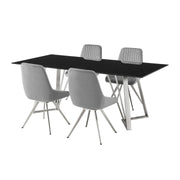 Cressida and Skye Gray Fabric 5 Piece Rectangular Dining Set - Furniture City (CA)l
