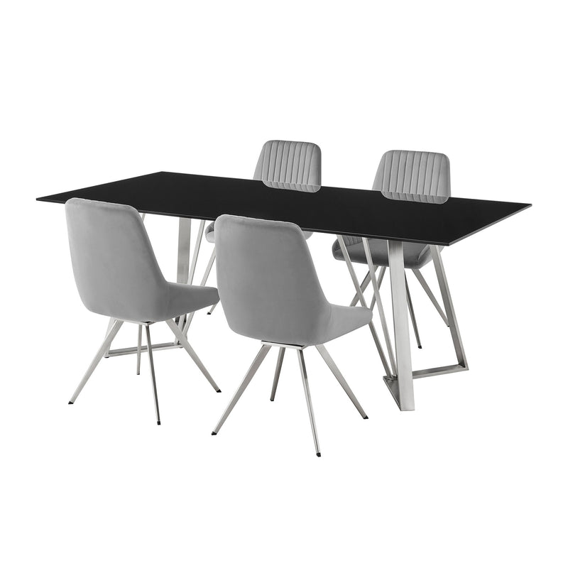 Cressida and Skye Gray Fabric 5 Piece Rectangular Dining Set - Furniture City (CA)l