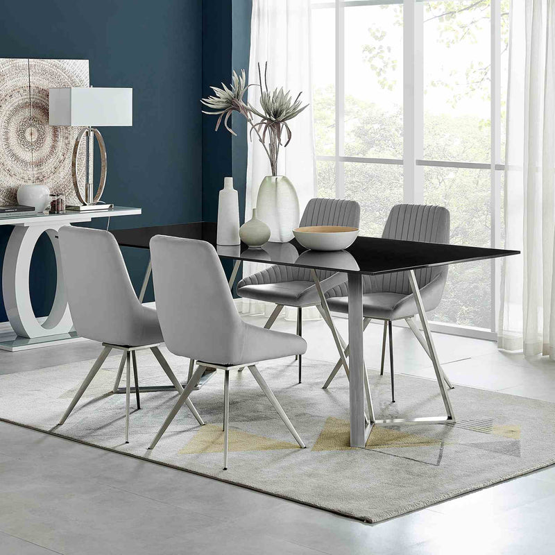 Cressida and Skye Gray Fabric 5 Piece Rectangular Dining Set - Furniture City (CA)l