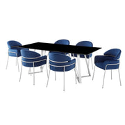 Cressida and Portia Blue Fabric 7 Piece Rectangular Dining Set - Furniture City (CA)l