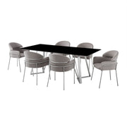 Cressida and Portia Gray Fabric 7 Piece Rectangular Dining Set - Furniture City (CA)l