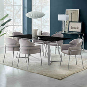Cressida and Portia Gray Fabric 7 Piece Rectangular Dining Set - Furniture City (CA)l
