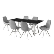 Cressida and Skye Gray Fabric 7 Piece Rectangular Dining Set - Furniture City (CA)l