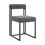 Devi Anastasia 5 Piece Round Glass Dining Table Set with Matte Black Iron and Anchor Gray Fabric - Furniture City (CA)l