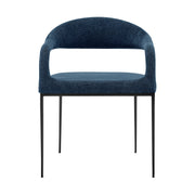 Diaz Morgan 5 Piece Round Glass Dining Table Set with Matte Black Iron and Blue Fabric - Furniture City (CA)l