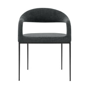 Diaz Morgan 5 Piece Round Glass Dining Table Set with Matte Black Iron and Charcoal Fabric - Furniture City (CA)l