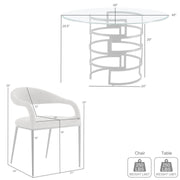 Diaz Morgan 5 Piece Round Glass Dining Table Set with Matte Black Iron and Charcoal Fabric - Furniture City (CA)l