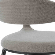 Diaz Morgan 5 Piece Round Glass Dining Table Set with Matte Black Iron and Light Gray Fabric - Furniture City (CA)l