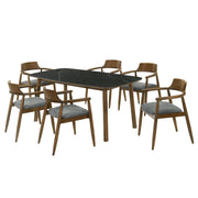 Emorie Mid-Century Modern 7-Piece Wood Dining Set in Walnut Finish with Sintered Stone Top - Furniture City (CA)l