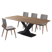Everett Mid-Century Walnut Wood 5 Piece Dining Set - Furniture City (CA)l