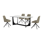 Esme Maverick 5 Piece Dining Set with Taupe Gray Faux Leather Chairs - Furniture City (CA)l