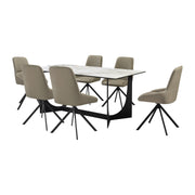 Esme Maverick 7 Piece Dining Set with Taupe Gray Faux Leather Chairs - Furniture City (CA)l