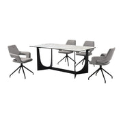 Esme Penny 5 Piece Dining Set with Gray Fabric Chairs - Furniture City (CA)l