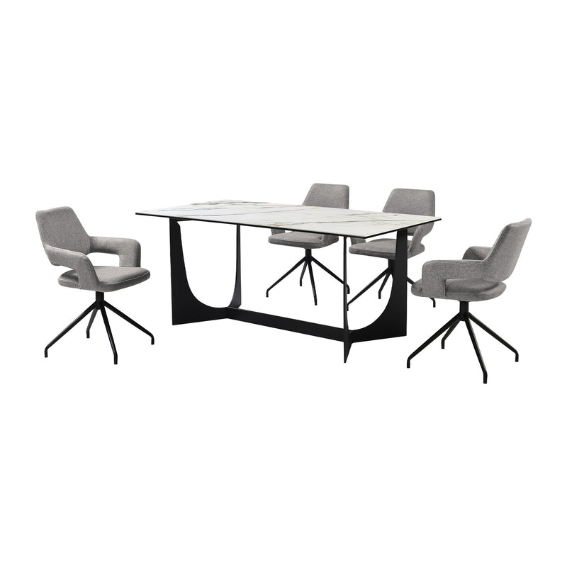 Esme Penny 5 Piece Dining Set with Gray Fabric Chairs - Furniture City (CA)l