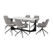 Esme Penny 7 Piece Dining Set with Gray Fabric Chairs - Furniture City (CA)l