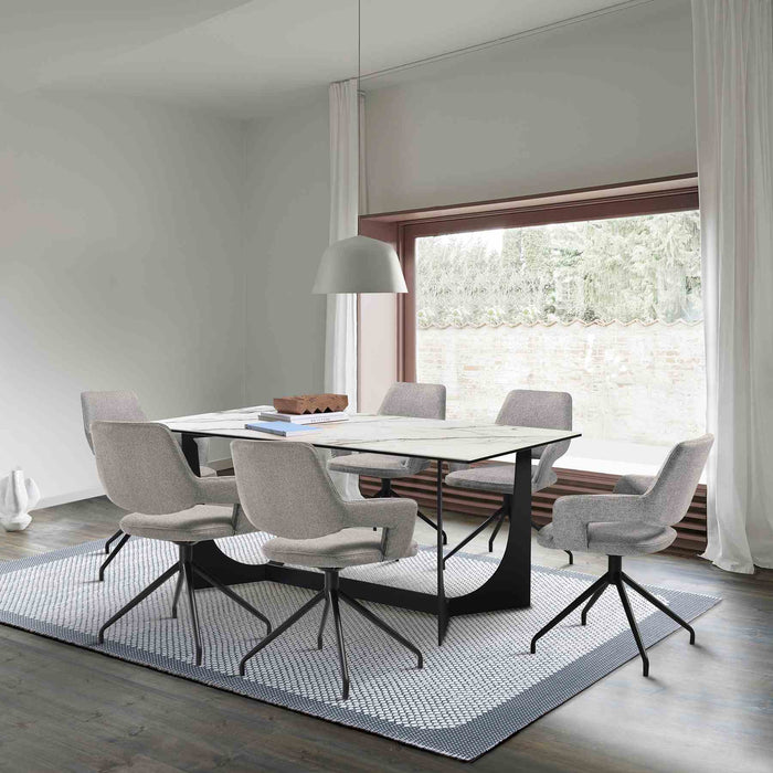 Esme Penny 7 Piece Dining Set with Gray Fabric Chairs