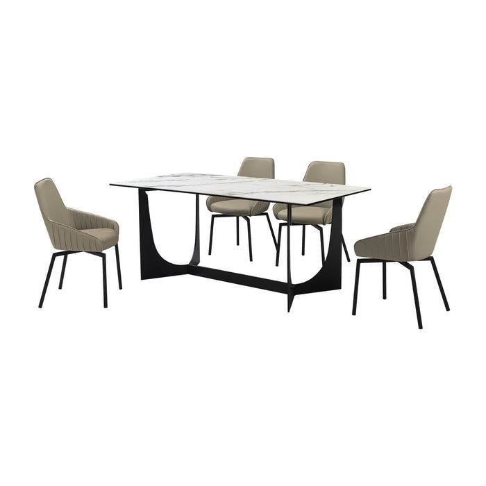 Esme Shilo 5 Piece Dining Set Taupe with Gray Faux Leather Chairs