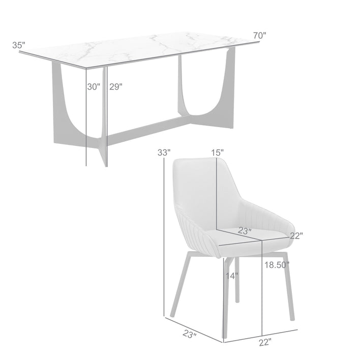 Esme Shilo 5 Piece Dining Set Taupe with Gray Faux Leather Chairs