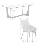 Esme Shilo 7 Piece Dining Set Taupe with Gray Faux Leather Chairs - Furniture City (CA)l