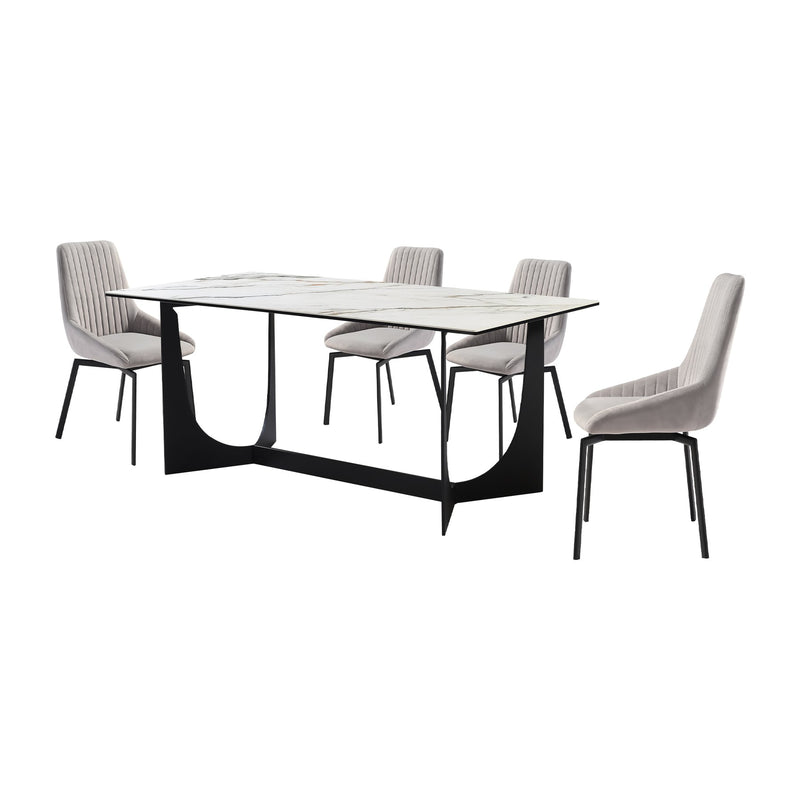 Esme Susie 5 Piece Dining Set with Gray Fabric Chairs - Furniture City (CA)l