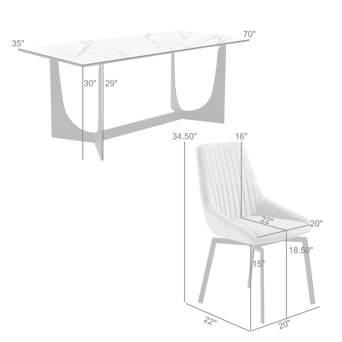 Esme Susie 5 Piece Dining Set with Gray Fabric Chairs