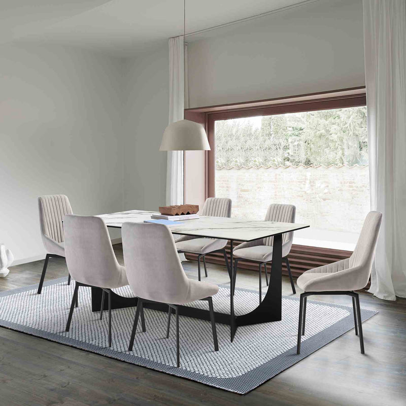 Esme Susie 7 Piece Dining Set with Gray Fabric Chairs - Furniture City (CA)l