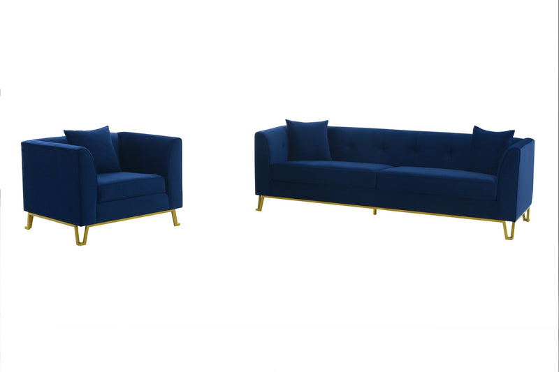 Everest 2 Piece Blue Fabric Upholstered Sofa & Chair Set - Furniture City (CA)l