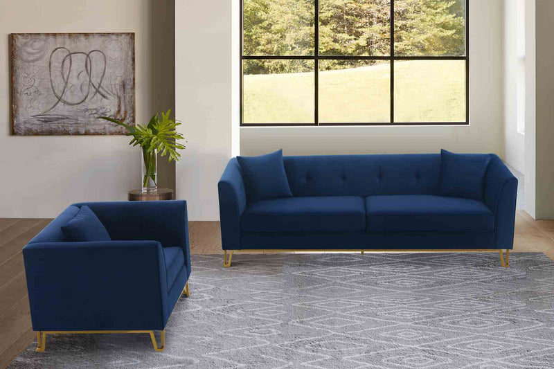 Everest 2 Piece Blue Fabric Upholstered Sofa & Chair Set - Furniture City (CA)l