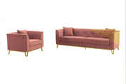 Everest 2 Piece Blush Fabric Upholstered Sofa & Chair Set - Furniture City (CA)l