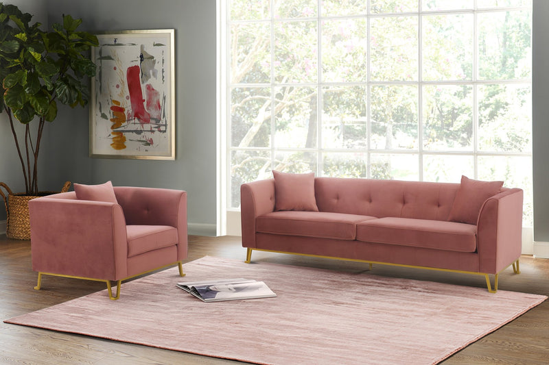 Everest 2 Piece Blush Fabric Upholstered Sofa & Chair Set - Furniture City (CA)l