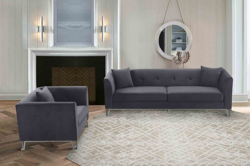 Everest 2 Piece Gray Fabric Upholstered Sofa & Chair Set - Furniture City (CA)l