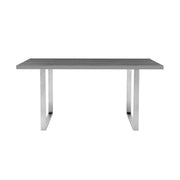 Fenton and Pacific 5 Piece Modern Rectangular Dining Set with Metal Base in Gray Melamine Wood and Gray Fabric - Furniture City (CA)l